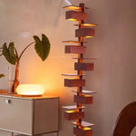 lampe sol bois marron clair marron foncé minimaliste contemporain led base plate