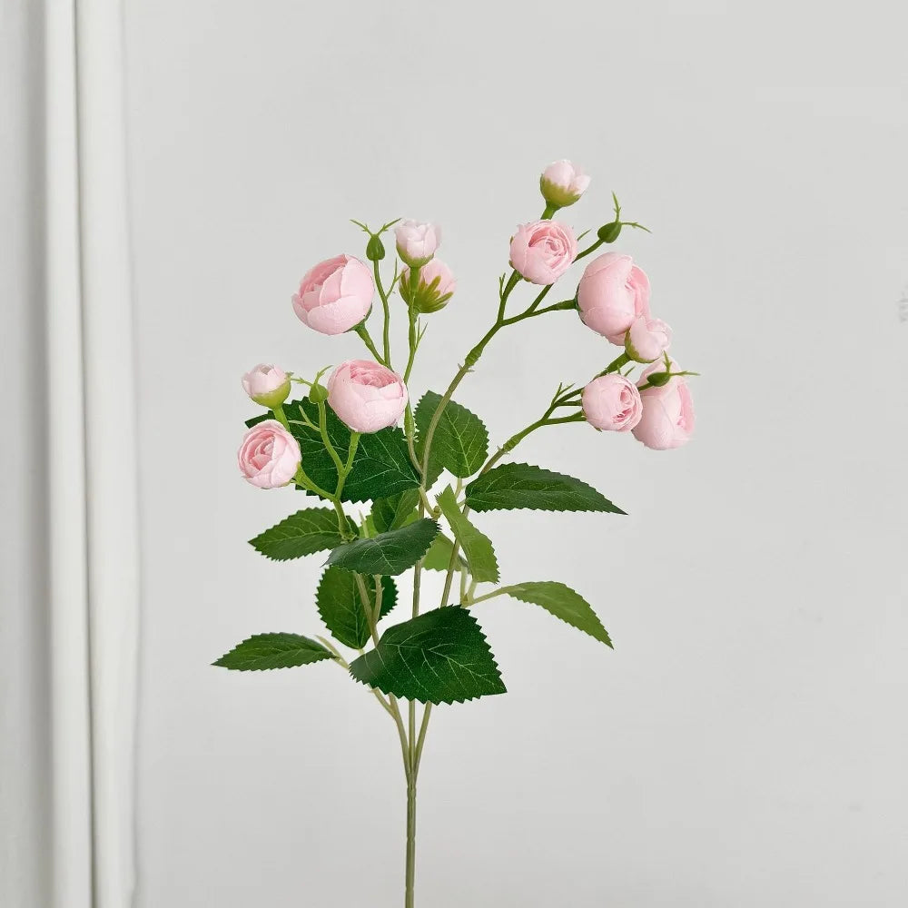 bouquet fleurs artificielles roses soies feuilles verte intérieur mariage anniversaire décoration champêtre minimaliste