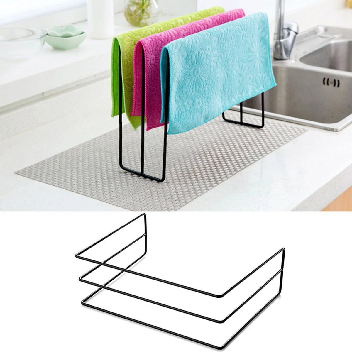 porte serviettes acier noir moderne imperméable serviettes rangement vaisselle étendoir support plat
