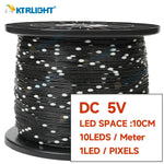 ruban led noir points blancs 5v ws2811 imperméable programmable 10m 50m 100m adresstable arduino