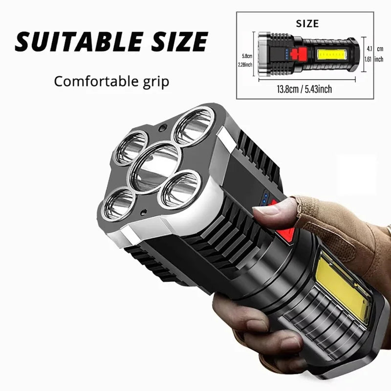 lampe torche noire led rechargeable 1000 lumens 100 200mètres modes texturée robuste camping outdoor