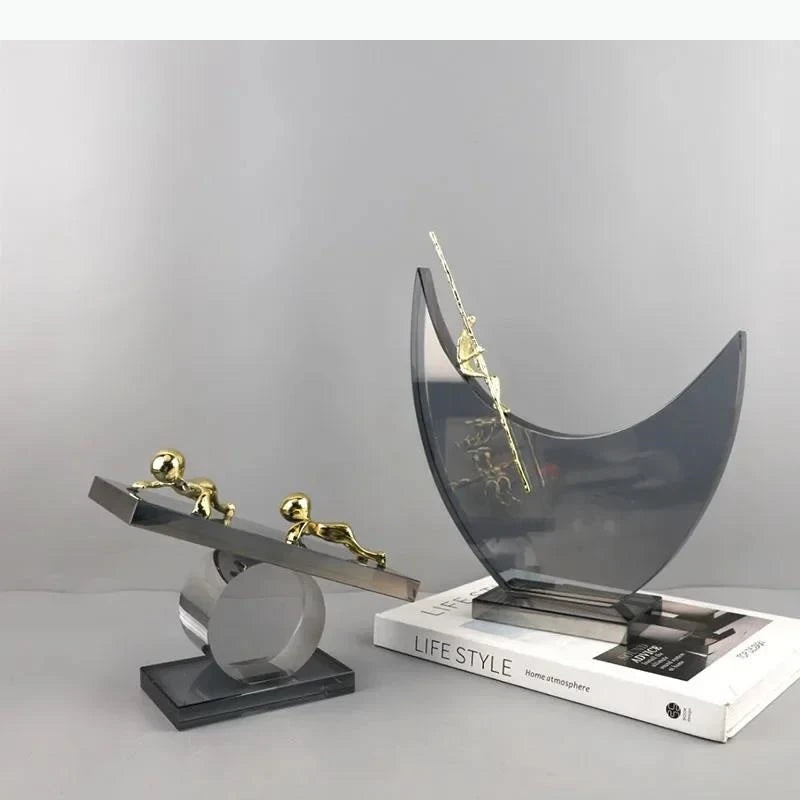 sculptures decoratives moderne noir doré gris clair mat brillant contemporain minimaliste decoration