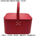 boîte maquillage simili cuir rouge marron noir bleu classique poignée portable organisateur utilitaire