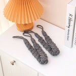 corde rideaux tressée gris clair bohème anneau métallique rustique fixations accessoires voilages