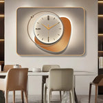 horloge murale moderne gris beige orange contemporain aiguille verre cristal aluminium spray painting