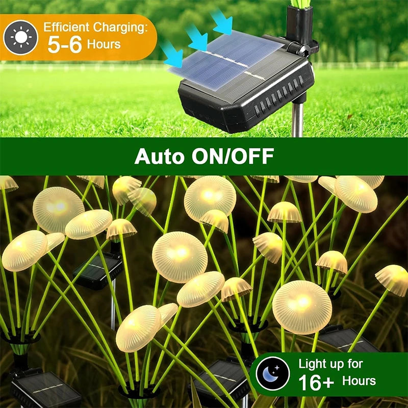 lampe solaire extérieure champignon vert blanc moderne decoration patio jardin led autoinstallation ip65 abs