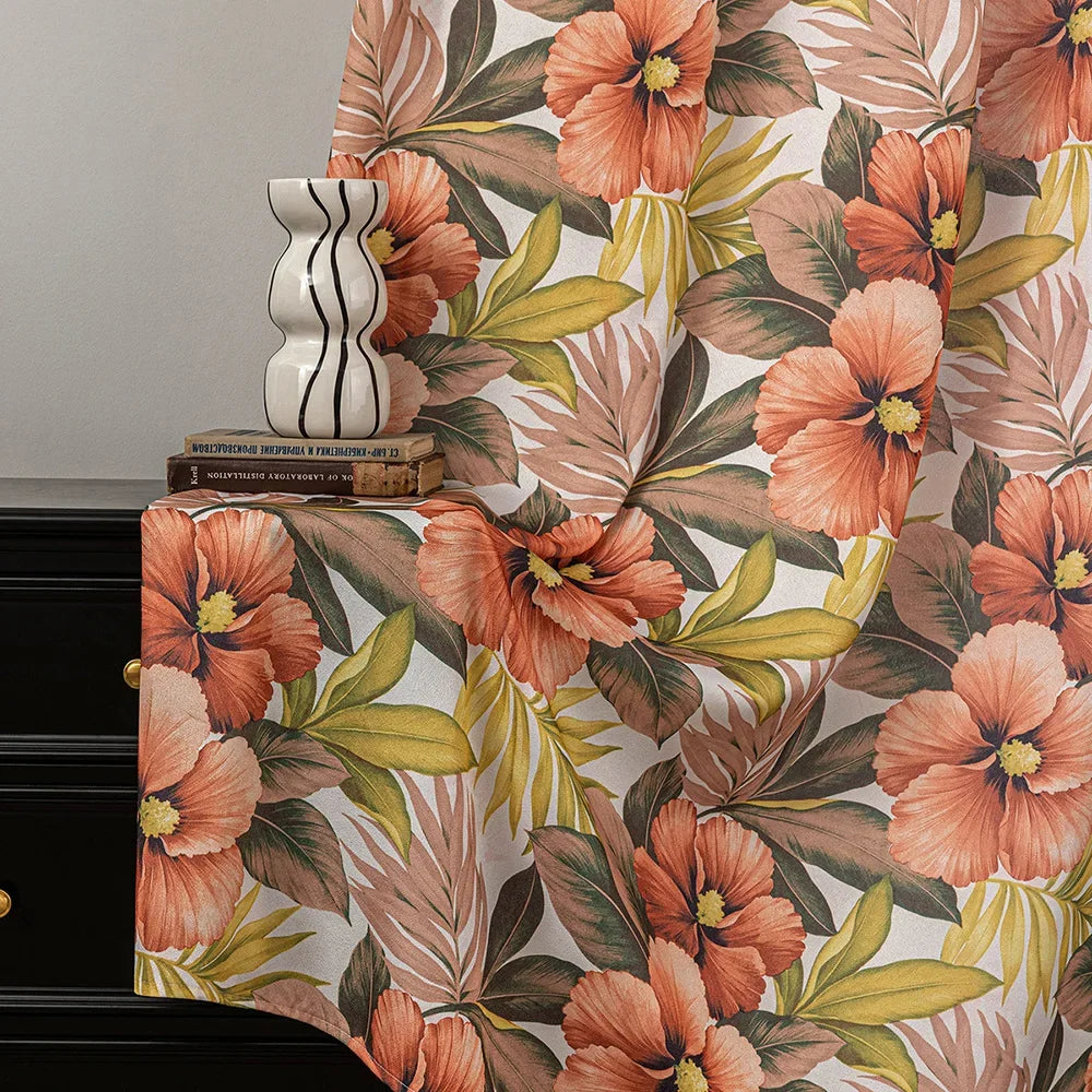 rideau moderne semi transparent motif fleurs multicolore salon chambre maison