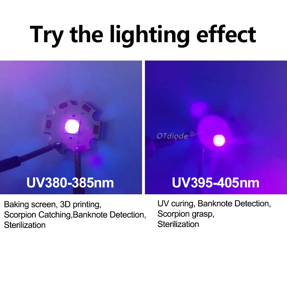 diodes led uv blanc noir 365nm 395nm pcb 16mm 20mm modernes technologiques