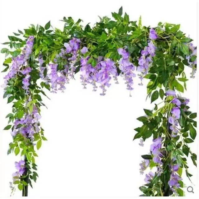 guirlande artificielle fleurs violet vert mariage romantique décoration intérieure événement anniversaire