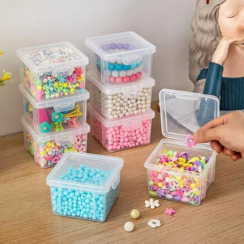 boîtes rangement transparentes modernes poignées vis fil rubans adhésifs organisation artisanale DIY