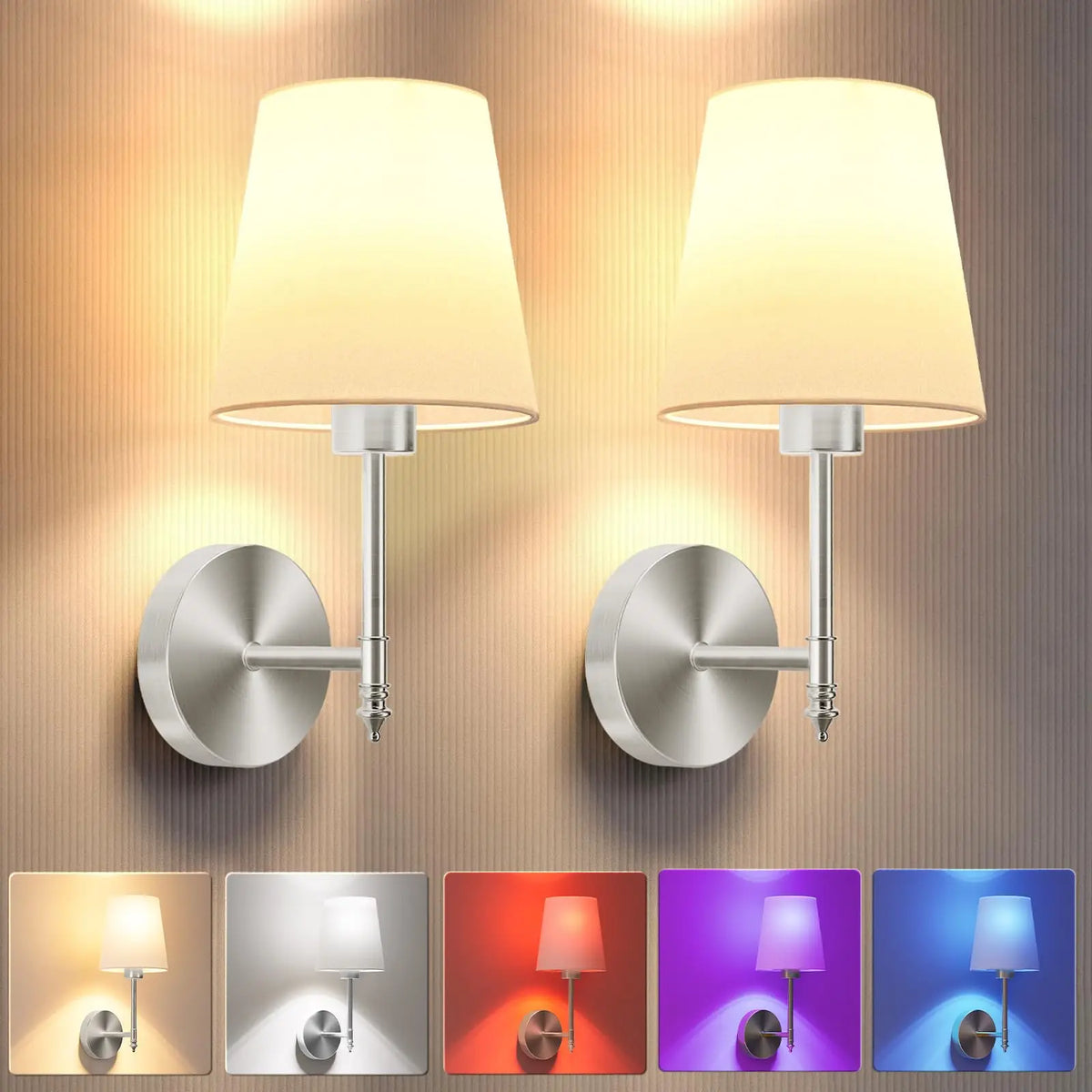 applique murale led rechargeable sans fil rgb télécommande moderne minimaliste argentée blanche simple lisse