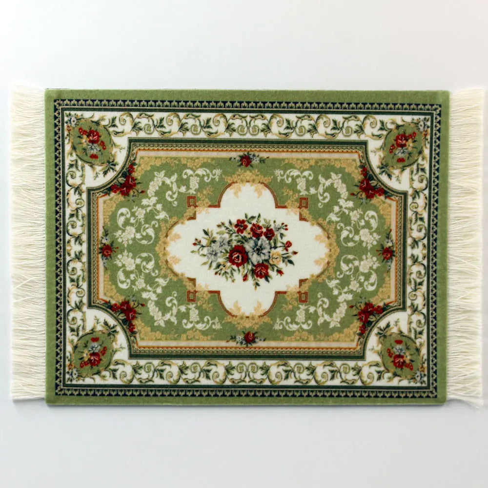 tapis sol persan motif floral classique franges décoration intérieur maison