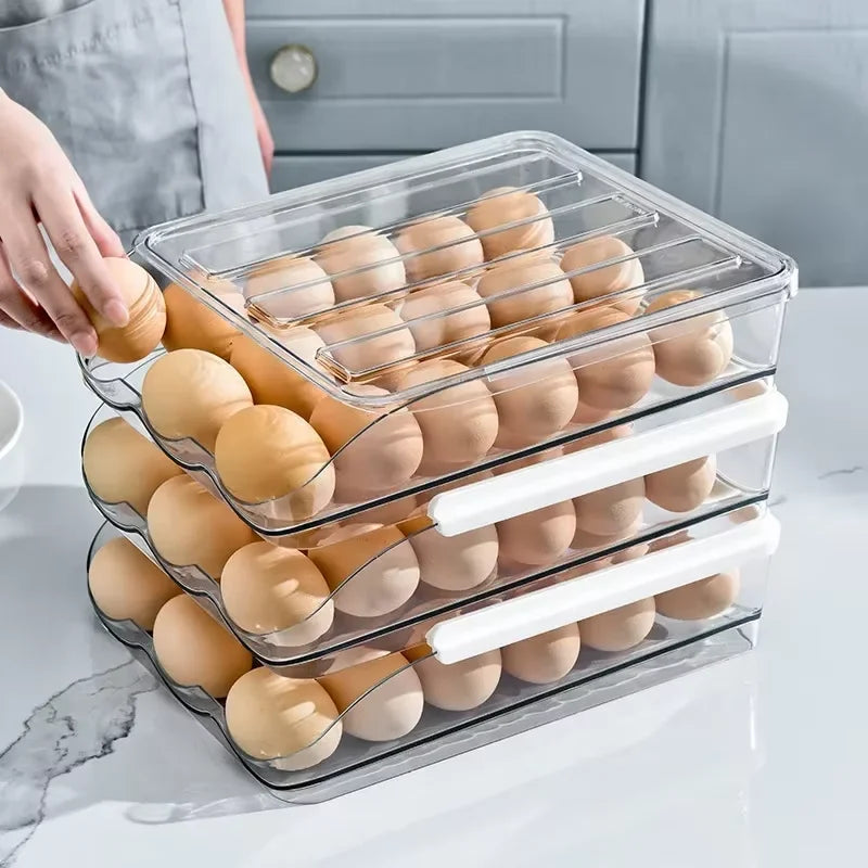 boîte œufs transparente moderne poignées support cuisine organisation aliments frais plastique qualité conteneur almacenamiento