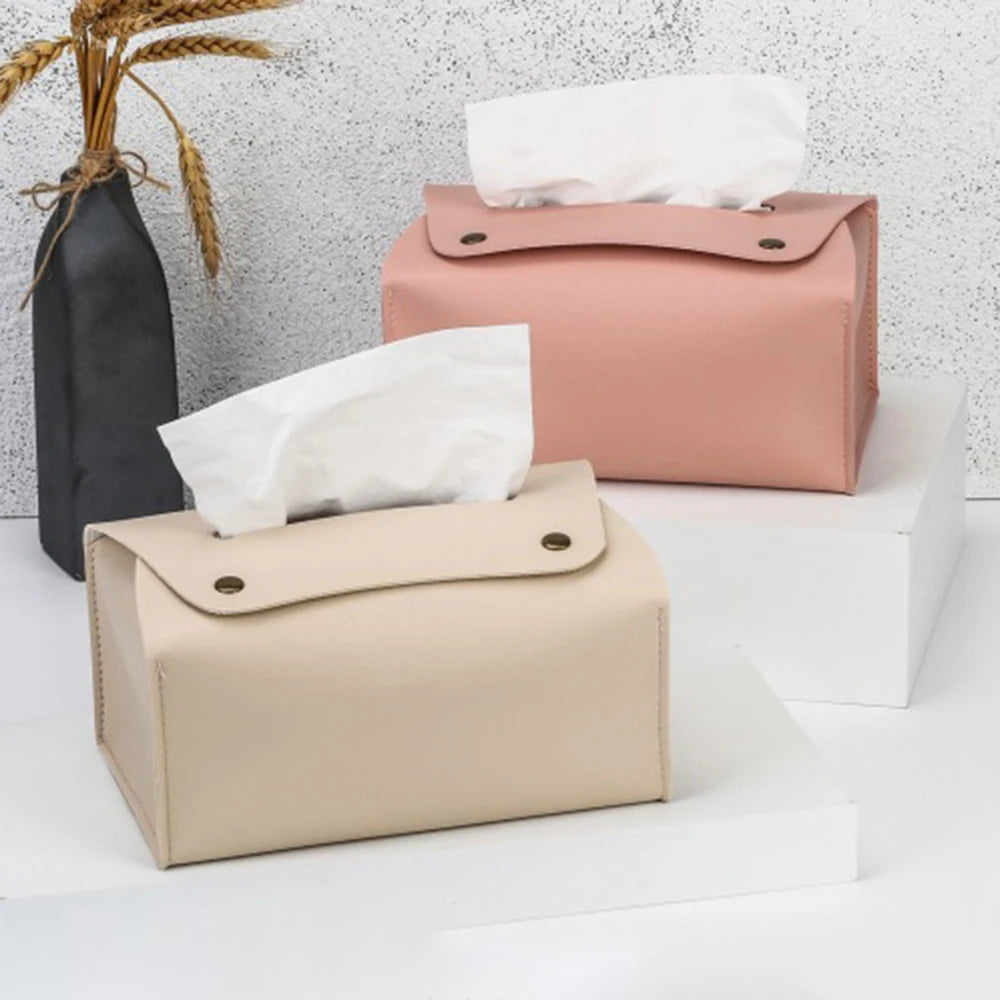 boîte mouchoirs cuir simili moderne beige rose pâle noir marron