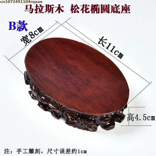 support plante bois sculpté ovale marron foncé décoratif artisanat traditionnel vase intérieur