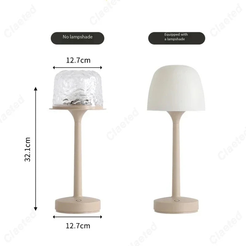 lampe table moderne beige rechargeable led ambiancé projection d'ondulation d'eau texture mat base plate