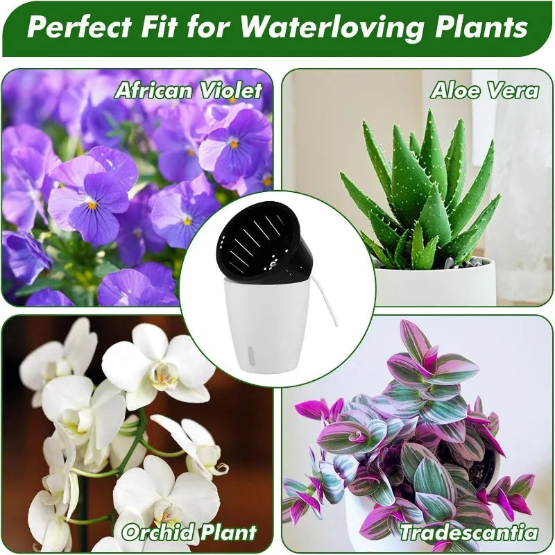 pots fleurs plastique blanc noir modernes auto arrosants hydroponiques succulentes decoration maison
