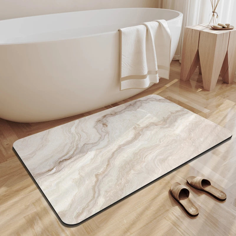 tapis bain terre diatomées absorbant motif marbre moderne salle bain séchage rapide