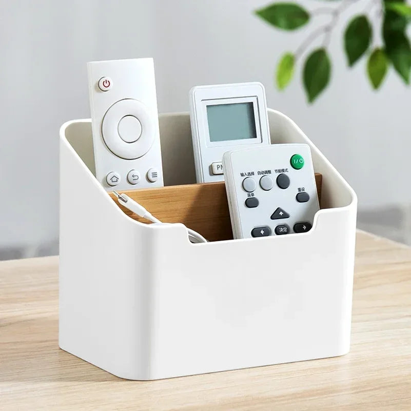 boîte rangement blanc moderne télécommandes lunettes maquillage smartphone cosmétiques organizer plastique rechargeable