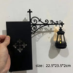 lanterne murale rétro support livres fer forgé vitres transparentes classique vintage chambre