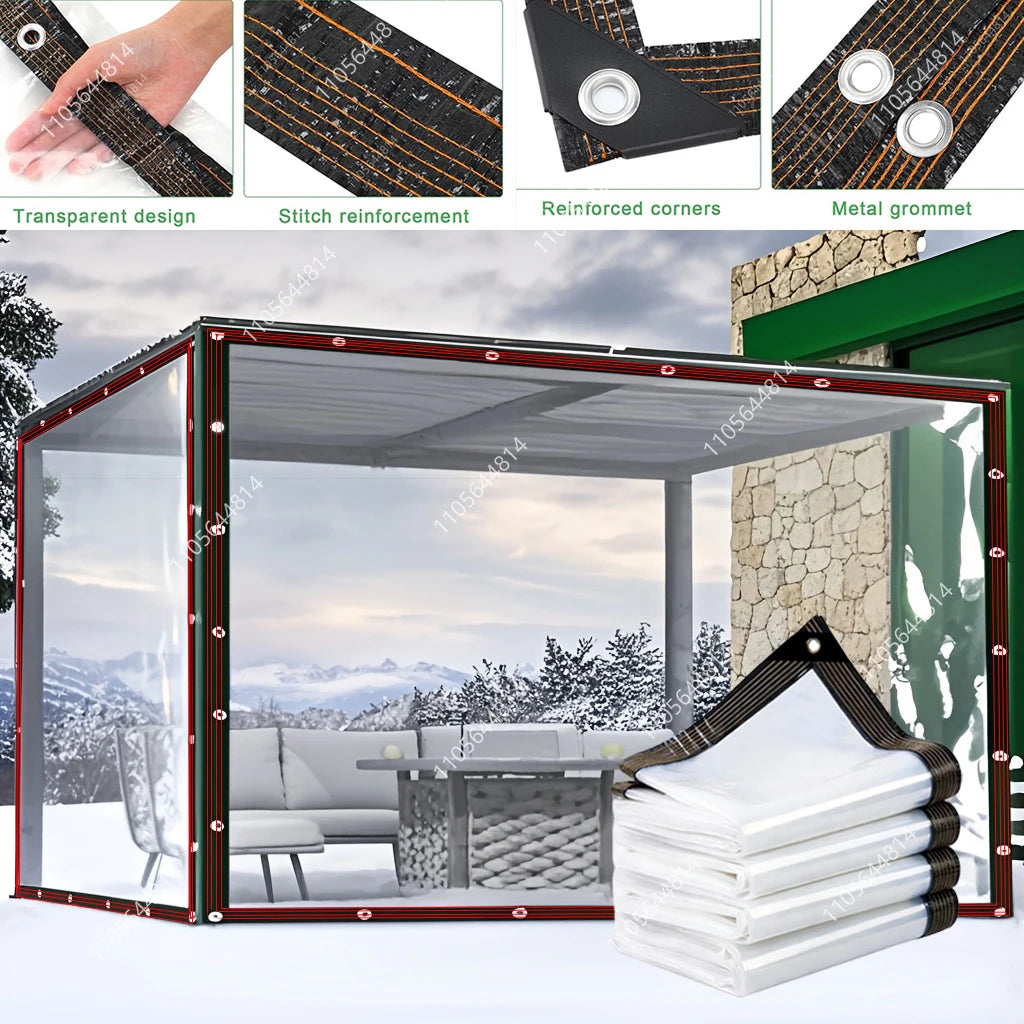 rideau transparent tente jardin imperméable protection solaire moderneextérieur orange fil maille noire