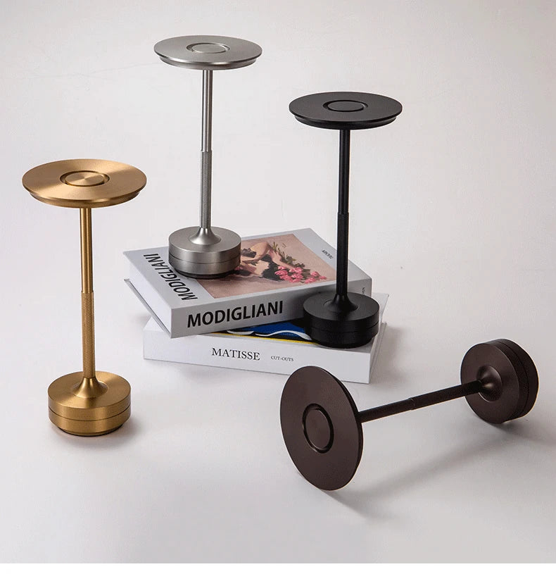 lampe table or noir led rechargeable tactile intensité variable moderne portable
