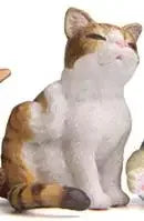 figurines chats blanc noir orange miniature jardin décoration maison taches rayures pastorales réaliste