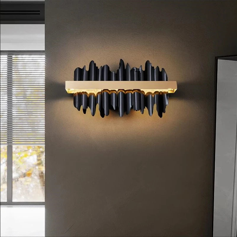 applique murale moderne noir doré éclairage cuisine sculptural lumière translucide fixée mur 15mètrescarrés