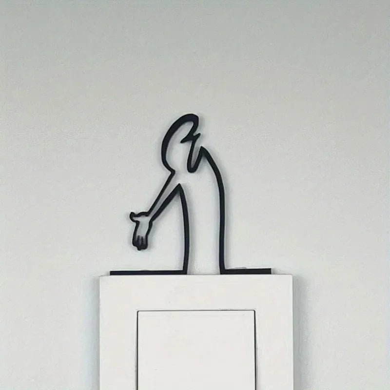 figurine métal silhouette personnage minimaliste moderne noir adhésif 7cm 14cm 21cm