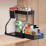 rack rangement noir moderne bouteilles nettoyants cuisine salle bain