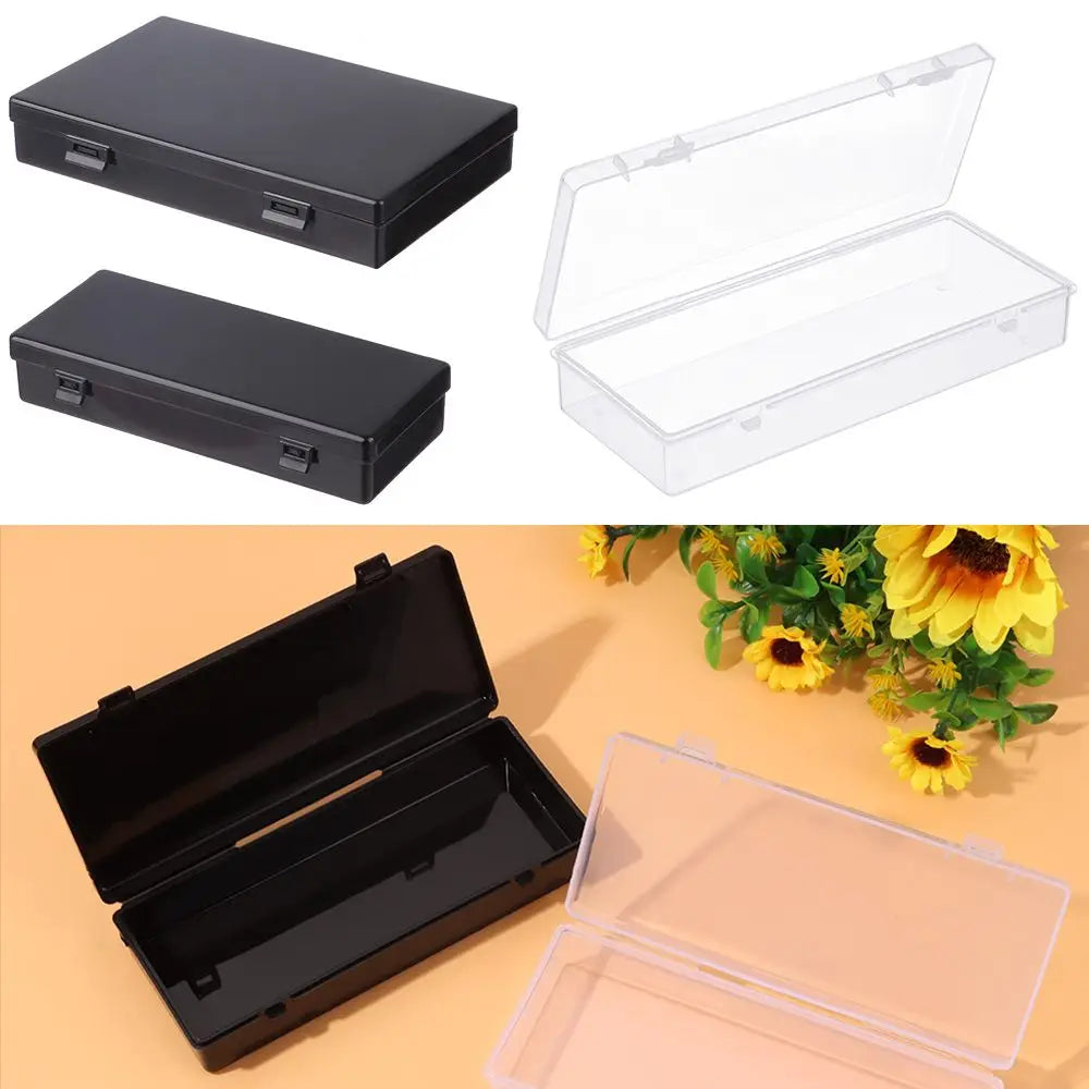 boîtes rangement transparentes noires empilables clips latéraux outils bijoux stockage maison moderne fonctionnel