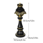 figurines échecs résine noir blanc décor salon classique chevaliers reines rois dorures intérieur