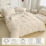 ensemble literie beige clair texture plissée moderne élégant fermeture glissière twin size pcs us
