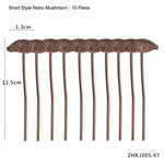 piquets decoratifs jardin metal forme champignons retro decoration exterieure printemps amusants miniatures marron gris