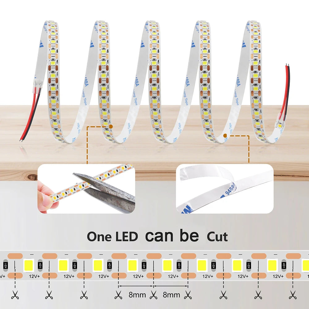 ruban led flexible 120 leds 12v 24v blanc jaune gris adhésif moderne