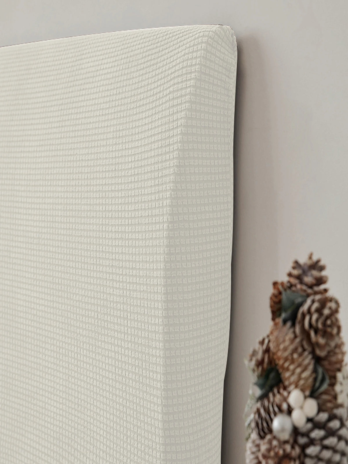 housse couvre tête lit blanc texture tissée moderne anti poussière polyester spandex