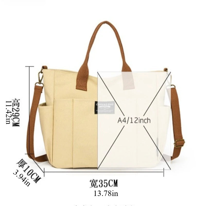 sac main toile décontracté blanc beige noir durable a4 école travail fourre tout casual
