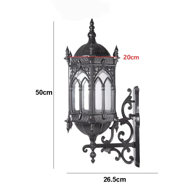 lampe murale gothique or noir vitraux transparents ornements sculptés cuisine chambre coucher entrée étude