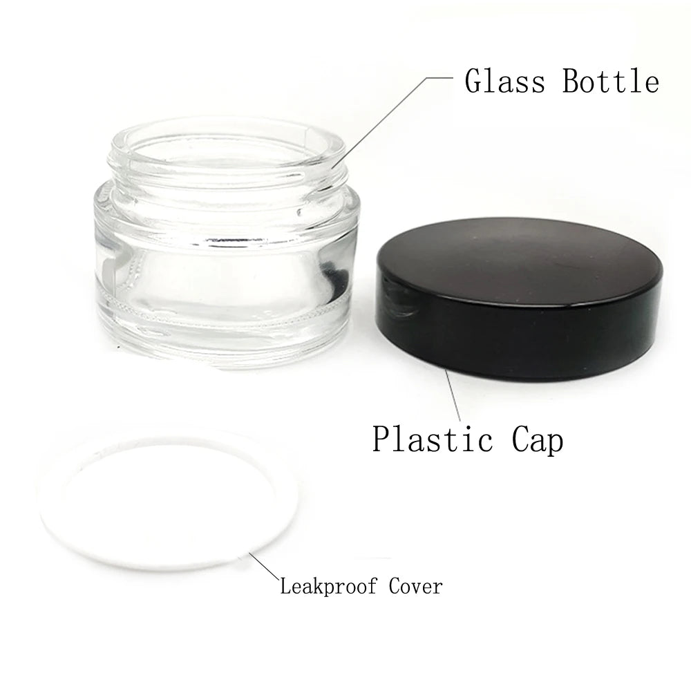 pots verre couvercles noirs conteneurs maquillage storage bottle minimaliste utilitaire