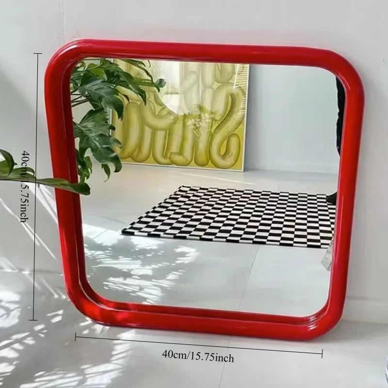 miroir mural moderne argenté vert rouge simple fixé mur contemporain