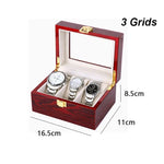 boîtes montres marron foncé compartiments classiques poignées dorées écologiques rangement voyage