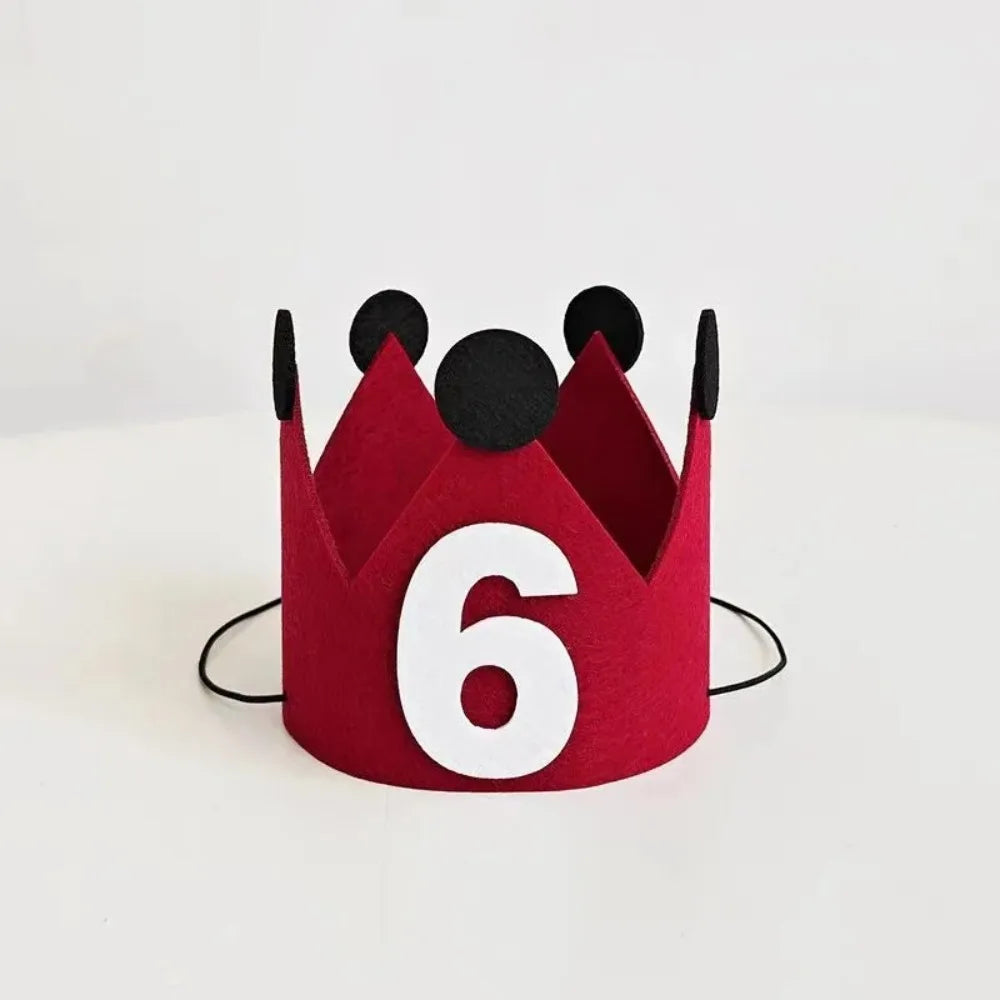 couronne anniversaire enfant rouge oreilles chiffres adhésif festive décoration première année joyeuse festivités