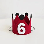 couronne anniversaire enfant rouge oreilles chiffres adhésif festive décoration première année joyeuse festivités