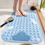 tapis bain moderne bleu clair perforations nuages relief anti dérapage salle bain suction cups