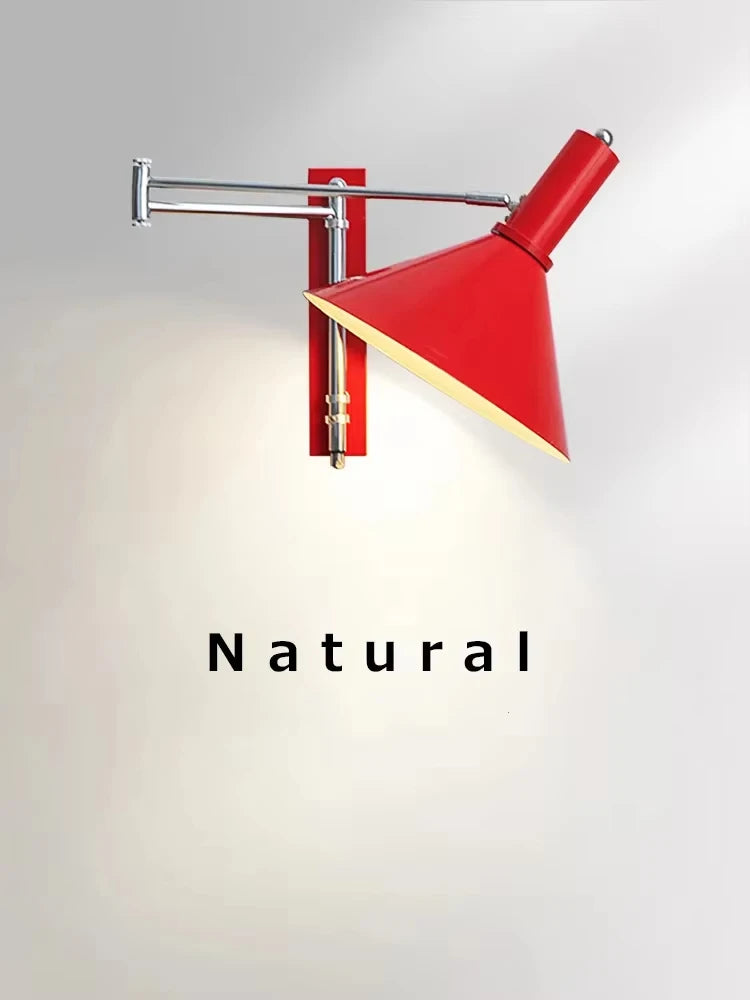 lampe murale articulée rouge blanc moderne prise fixée mur led chambre coucher