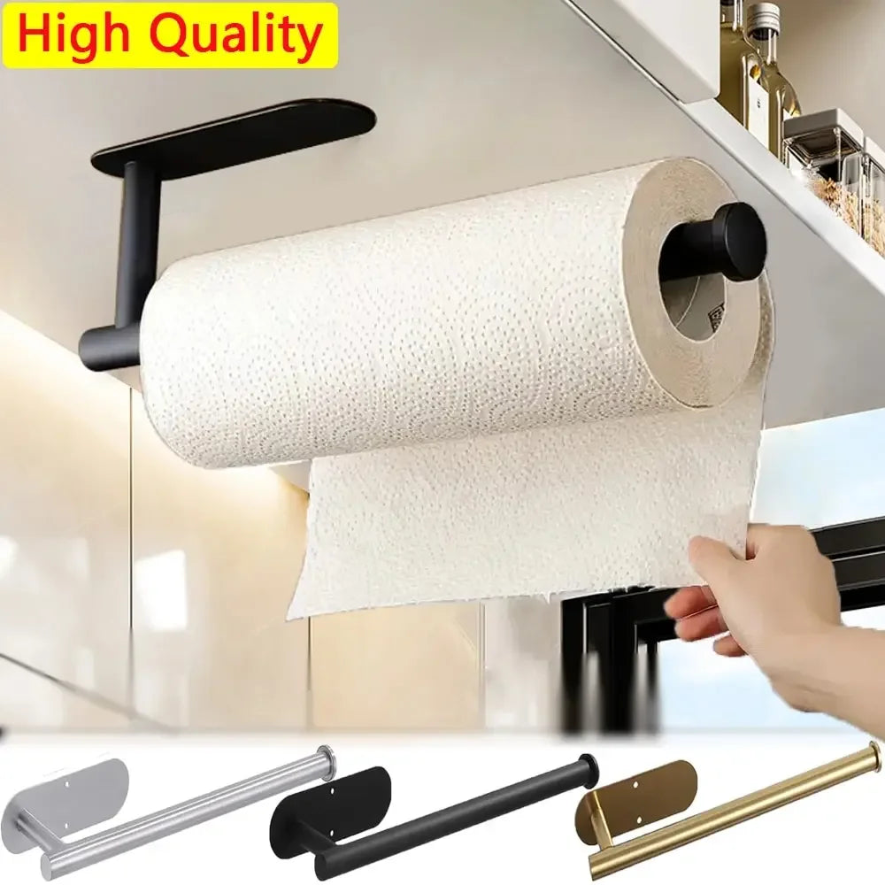 porte serviettes moderne adhésif noir argenté texture papier cuisine salle bain rouleau serviettes