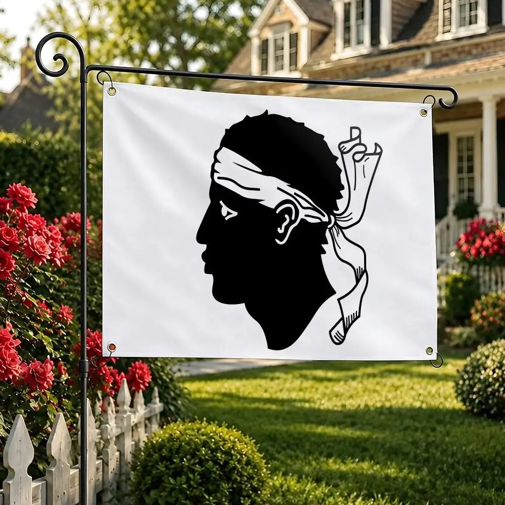 drapeau corse silhouette homme foulard graphique blanc noir décoration murale salle manger salon