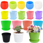 pots fleurs plastique rouge vert jaune bleu blanc noir modernes assiettes base