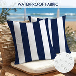 housse coussin imperméable polyester rayé moderne blanc jaune noir bleu marine vert orange