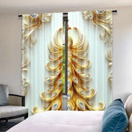 rideaux blanc doré plumes paon strass élégants chambre salon 100 polyester classique